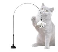 Cat Teaser Wand, Convenient Pet Stick Bell, Indestructible Pet Supplies with Suction Cup, Interactive Kitten Toy for Play Boredom, 39.37 Inches, White, Black