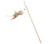 Cat Teaser Wand Feather Interactive Cat Toy With Feathers And On Wooden Stick Teaser Wand For Indoor Play Stimulates Natural Instincts Kqy312 (G, 40x2.5x2.5cm)