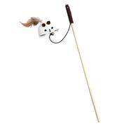 Cat Teaser Wand Feather Interactive Cat Toy With Feathers And On Wooden Stick Teaser Wand For Indoor Play Stimulates Natural Instincts Kqy312 (E, 40x2.5x2.5cm)