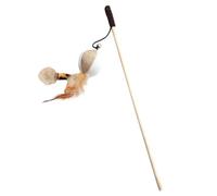 Cat Teaser Wand Feather Interactive Cat Toy With Feathers And On Wooden Stick Teaser Wand For Indoor Play Stimulates Natural Instincts Kqy312 (C, 40x2.5x2.5cm)