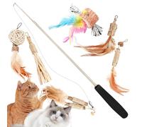 Cat Teaser Wand Interactive Pet Toy, Portable Wands Set | Multifunctional Teaser Toys for Exercise, Capture, Great for Indoor Playtime, Tool