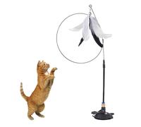 Cat Teaser Wand Toy - Interactive Feather Wand with Suction Cup - Cute Kitten Toys for Exploring, Entertainment, Portable Pet Toys for Relaxing
