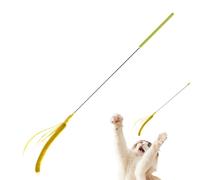 Cat Teaser Wand Toy, Realistic Grass Feathers With Flexible Spring 50cm ABS Polyester Fiber, Extra-Long Plush Handle Steel Wire Frame Self-Entertaining Toy For Indoor Cats Kittens