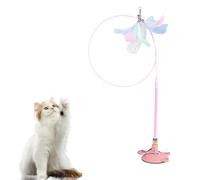 Cat Teaser Wand Toy,Suction Cup Teaser Wand with Feather - Cute Kitten Toys for Exploring, Entertainment, Portable Pet Toys for Relaxing