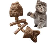 Cat Teething Toy - Fish Bone Relaxation Teether,Interactive Cat Toy Wooden Kitten Teether for Cleaning Calming Enrichment Fun