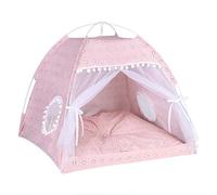 Cat Tent Cave Bed with Removable Cushion, 2-In-1 Cat Dog Teepee Bed House, Pet Indoor Outdoor House, Detachable Breathable Mesh, Four Seasons Universal, 58x58x56CM