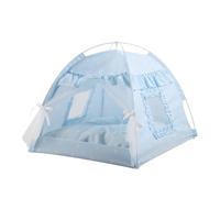 Cat Tent House, Breathable Cat Shelter, Cooling Pet Tent with Semi-Enclosed Design, Indoor, Outdoor Portable House for Cats, Small Pets (Blue Lace,S(Pets under 2.5kg))