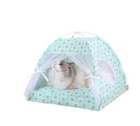 Cat Tent House, Breathable Cat Shelter, Cooling Pet Tent with Semi-Enclosed Design, Indoor, Outdoor Portable House for Cats, Small Pets (Green Bear,S(Pets under 2.5kg))