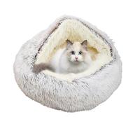 Cat Tent Houses for Indoor, Cat Bed Caves, 2 in 1 Pet Cave with Non-Slip Base, Round Pet Bed House Washable, Semi-Closed Kitten Puppy Hideaway (60 * 60 * 20cm,Coffee)