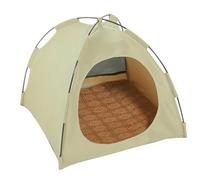 Cat Tent Indoor Portable Spacious Pet Cooling Cave With Mat Lightweight | beige gray brown optional, 3-sided fine mesh, foldable portable, fits under 10kg, with cooling mat
