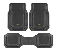 CAT TerrainGuard Heavy-Duty 3-Piece All-Weather Rubber Floor Mats for Car, Truck, SUV, Van - Trim-to-Fit Deep Dish Automotive Floor Liners, Maximum Dirt & Water Protection, Universal Fit, Black