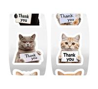 Cat Thank You Stickers - 500PCS Waterproof Adhesive Labels, Cute Bottle | Decal Assortment, Decorative Craft Seal Collection | Teens Girls Adults Laptop Skateboard Envelope Party Supplies
