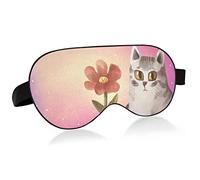 Cat That Holds The Flower Sleep Eye Mask, Sleeping Mask & Blindfold with Elastic Headband Soft Comfort Eyeshade Sleep Cover for Travel Yoga Nap