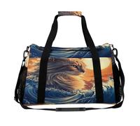 Cat The Great Wave Sunset Large Capacity Travel Duffel Bag Sport Weekender Overnight Backpack Lightweight Luggage Bags