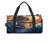 Cat The Great Wave Sunset Travel Duffle Bag with Shoes Compartment