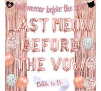 Cat Themed Bachelorette Party Decorations, Last Meow Before the Vow Banner Balloons Set Rose Gold Foil Curtain Bride to Be Sash for Bridal Shower, Bachelorette, Engagement, Hen Party Supplies