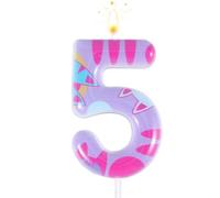 Cat Themed Birthday Number Candle, Cartoon Dollhouse Kitten Birthday Decorations Kitty Cat Numeral Cupcake Candle Cake Topper Decorations Birthday Party Supplies for Girls Boys (Number 5)