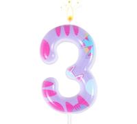 Cat Themed Birthday Number Candle, Cartoon Dollhouse Kitten Birthday Decorations Kitty Cat Numeral Cupcake Candle Cake Topper Decorations Birthday Party Supplies for Girls Boys (Number 3)