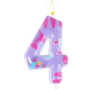 Cat Themed Birthday Number Candle, Cartoon Dollhouse Kitten Birthday Decorations Kitty Cat Numeral Cupcake Candle Cake Topper Decorations Birthday Party Supplies for Girls Boys (Number 4)