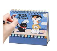 Cat Themed Desk Calendar 2026 | Artistic Planner with | Paper Calendar of 12 - Animal Lovers Planning Desk Decoration Organization Home School Room St