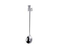 Cat-Themed Gold Stainless Steel Coffee Spoon, Cute Kitten Handle, Ice Cream Mini Spoons, for Coffee, Tea, Dessert, Drink, Mixing, Milkshake (2-Sliver)