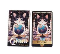 Cat Themed Oracle Deck, 78-Card Tarot Divination Set with Coated Paper, 10.5 x 6 cm Portable Pocket Size Tarot Cards for Fate Reading Games and Spiritual Guidance on The Go