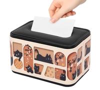 Cat Themed Tissue Box Cover Rectangle Stylish Tissue Box Holder with Curved Edge for Bedside Table Coffee Table Countertops(white-1-Style 1)