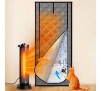 Cat Thermal Insulated Door Curtain Fit 32''x 80'' Door with Zipper Closure for Living Room, Kitchen, Bedroom, Winter Pet Proof Barrier Screen