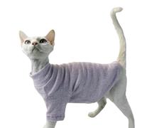 Cat Thin Fleece Pullover, Soft Warm All-Season Base Layer Clothes for Hairless Sphynx, Devon & All Indoor Kittens (Lavender,L)