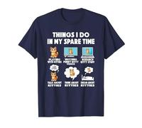 cat Things do in Spare time Cats Kitten Animal Daughter T-Shirt, Men, Navy Blue, Medium