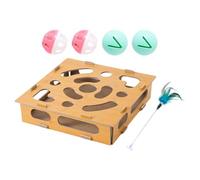 Cat Thinking Toy, Wooden Scratching Board with Balls, Toy Box for Home Cats, Against Boredom for Training, Movement, Home, Travel, Balcony, Bedroom