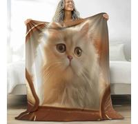 Cat Throw Blanket 70 x 100 cm Cute Animals Flannel Fluffy Fleece Blanket Soft Lightweight Warm Blankets and Throws for Bed Sofa and Couch a-0682