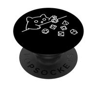 Cat Throwing Dices Geometry Polyhedral Line Art RPG gaming PopSockets Adhesive PopGrip