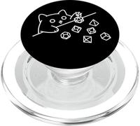 Cat Throwing Dices Geometry Polyhedral Line Art RPG gaming PopSockets PopGrip for MagSafe