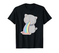 Cat Throwing Up Rainbow Funny Vomiting Kitty Lover Drawing T-Shirt