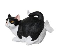 Cat Tissue Box Cover Resin Facial Paper Organizer Dispenser Cat Butt Tissue Box for Cat Lovers, Dresser Bathroom Decor, Desktop Ornament