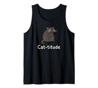 Cat-titude Attitude Kitten Funny Wordplay Cute Cat Meme Tank Top