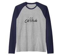 Cat-titude: Sassy Feline Attitude for Cat Lovers Raglan Baseball Tee, Men, Navy/Athletic Heather, S