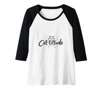 Cat-titude: Sassy Feline Attitude for Cat Lovers Raglan Baseball Tee, Women, Black/White, XXL