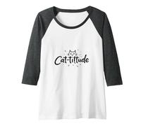 Cat-titude: Sassy Feline Attitude for Cat Lovers Raglan Baseball Tee, Women, Dark Heather/White, S