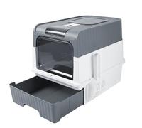 Cat Toilet, Extra Large Enclosed Drawer Type Cat Litter Box, Removable Automatic Self-Cleaning Anti-Splashing Square Pet Toilet,for Multiple Cats(Light-Grey)
