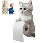 Cat Toilet Roll Holder,cat Toilet Paper Stand,Wall Mounted Funny Cat Toilet Roll Holder，Cute Resin Dispenser Animal Wall Mounted Roll Rack Kitchen Statue for Bathroom Decor Restroom Kitchen-E