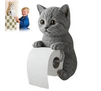 Cat Toilet Roll Holder,cat Toilet Paper Stand,Wall Mounted Funny Cat Toilet Roll Holder，Cute Resin Dispenser Animal Wall Mounted Roll Rack Kitchen Statue for Bathroom Decor Restroom Kitchen-B