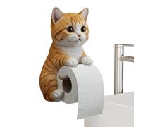 Cat Toilet Roll Holder, Funny Wall Mounted Cat Shaped Toilet Paper Holder, Resin Kitten Statue Tissue Paper Roll Storage, Cute 3D Cat Tissue Holder, Multifunctional Storage Rack for Kitchen Restroom