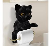 Cat Toilet Roll Holder, Funny Wall Mounted Cat Shaped Toilet Paper Holder, Resin Kitten Statue Tissue Paper Roll Storage for Dorm Home RV Restroom Travel Kitchen 22x16x12cm