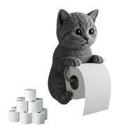 Cat Toilet Roll Holder, Funny Wall Mounted Cat Shaped Toilet Paper Holder, Resin Kitten Statue Tissue Paper Roll Storage, Cute 3D Cat Tissue Holder, Multifunctional Storage Rack for Kitchen Restroom