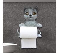 Cat Toilet Roll Holder, Funny Wall Mounted Cat Shaped Toilet Paper Holder, Resin Kitten Statue Tissue Paper Roll Storage for Dorm Home RV Restroom Travel Kitchen 22x16x12cm