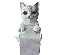 Cat Toilet Roll Holder, Wall Mount Cat Shaped Toilet Paper Holder, Funny Resin Cats Sculpture Tissue Dispenser for Cats Lovers, Home & Bathroom Decor 22x16x12cm