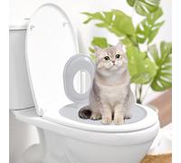 Cat Toilet Seat Training Kit, Cat Toilet Traiining System, Teach to Use, Reusable Thrainer, Trainig Seat Tool, Box for Pet Cleaning (Grey)