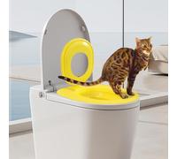 Cat Toilet Seat Training Kit, Cat Toilet Traiining System, Teach to Use, Reusable Thrainer, Trainig Seat Tool, Box for Pet Cleaning (Yellow)